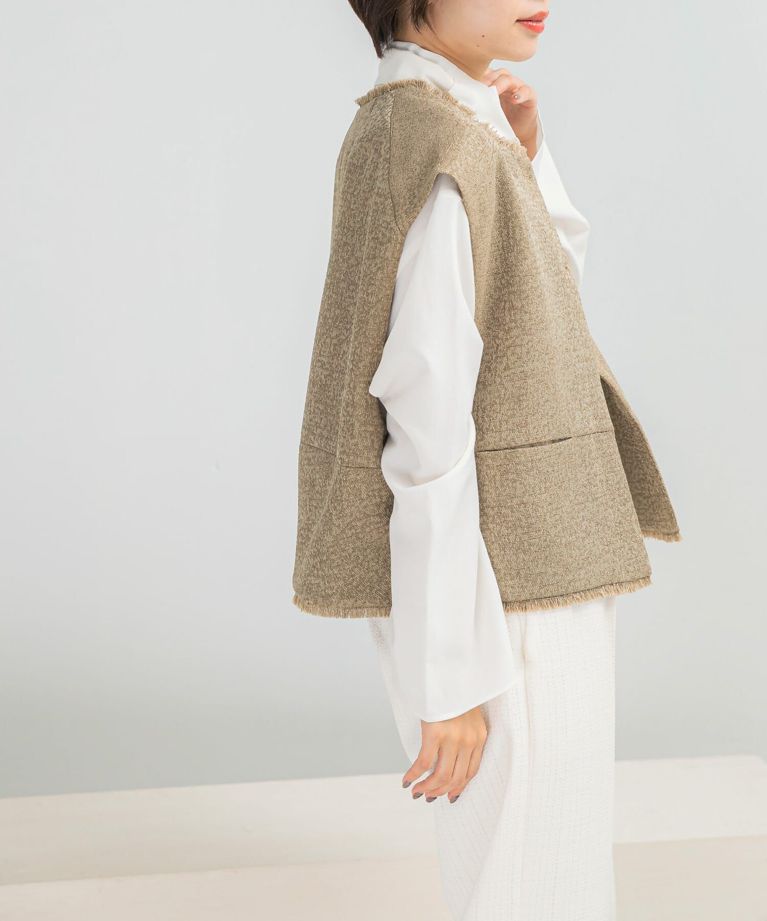 URBAN RESEARCH ROSSO「CHIGNON　ツイードショートベスト」|ベスト・ジレ|