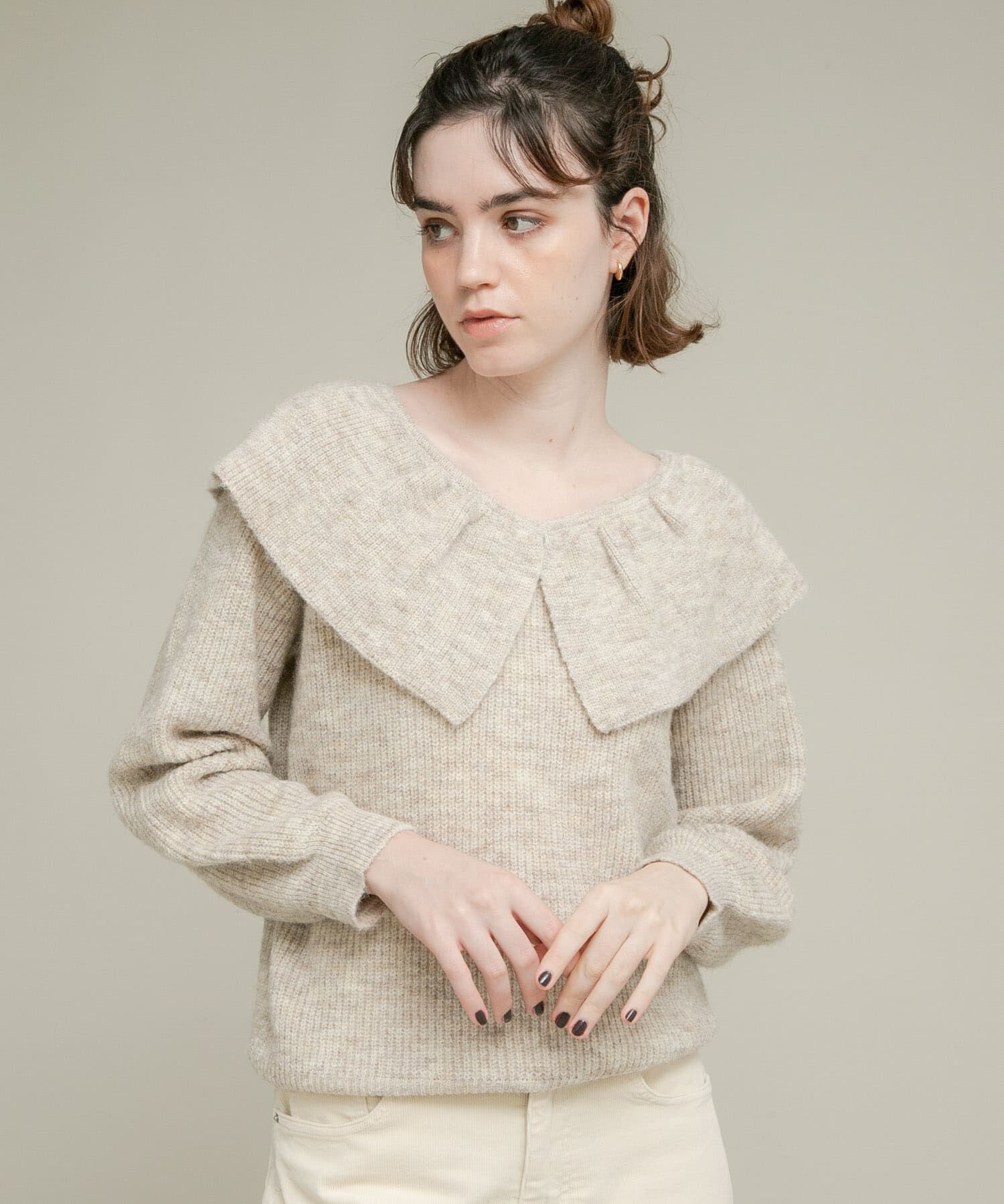 Sonny Label 「『WEB限定』フリルカラーアゼニット」|ニット・セーター|ベージュ