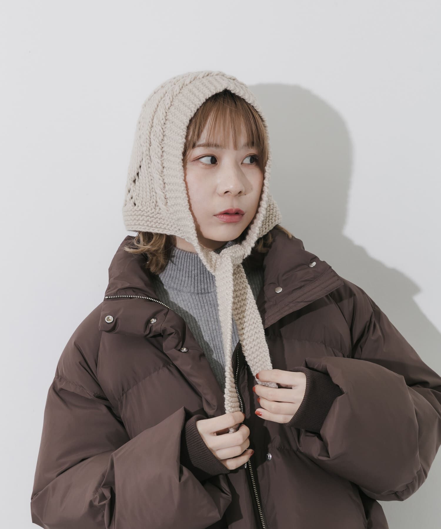 SMELLY「ケーブルアミボンネット」|ニット帽|