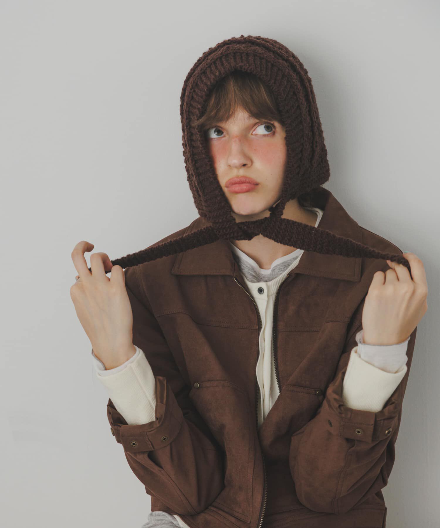 SMELLY「ケーブルアミボンネット」|ニット帽|