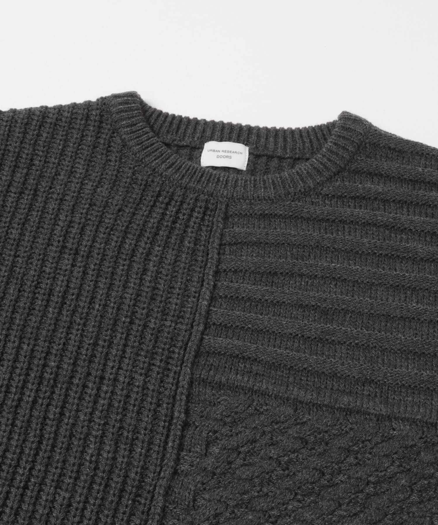 URBAN RESEARCH DOORS「パッチワーク柄袖ボリュームニット」|ニット・セーター|