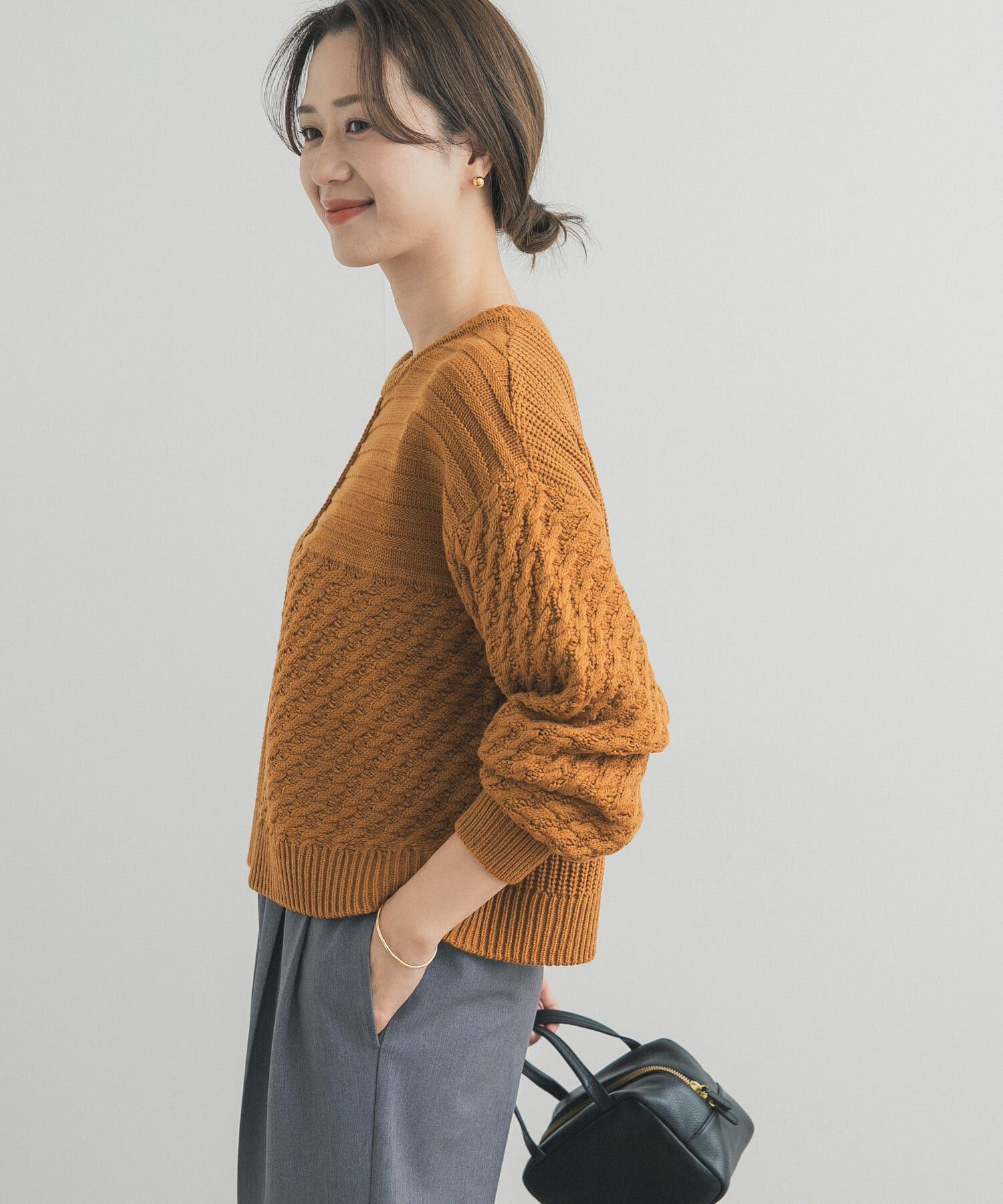 URBAN RESEARCH DOORS「パッチワーク柄袖ボリュームニット」|ニット・セーター|