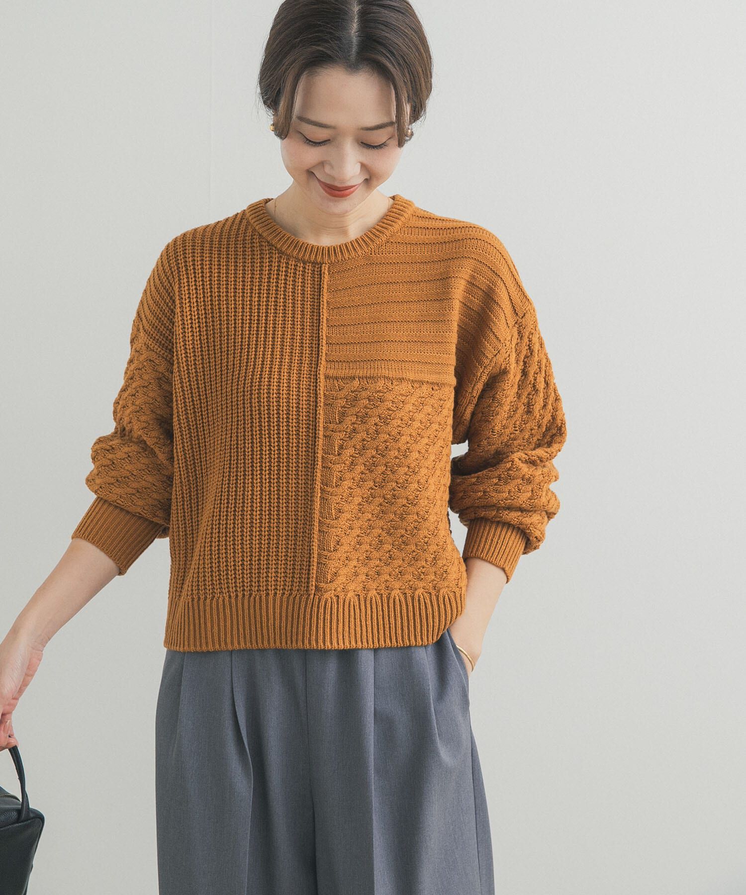 URBAN RESEARCH DOORS「パッチワーク柄袖ボリュームニット」|ニット・セーター|