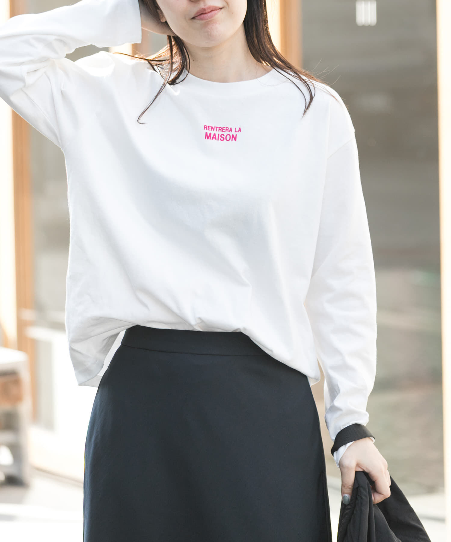 URBAN RESEARCH DOORS「FORK&SPOON　フロッキープリントロングスリーブTシャツ」|Tシャツ・カットソー|