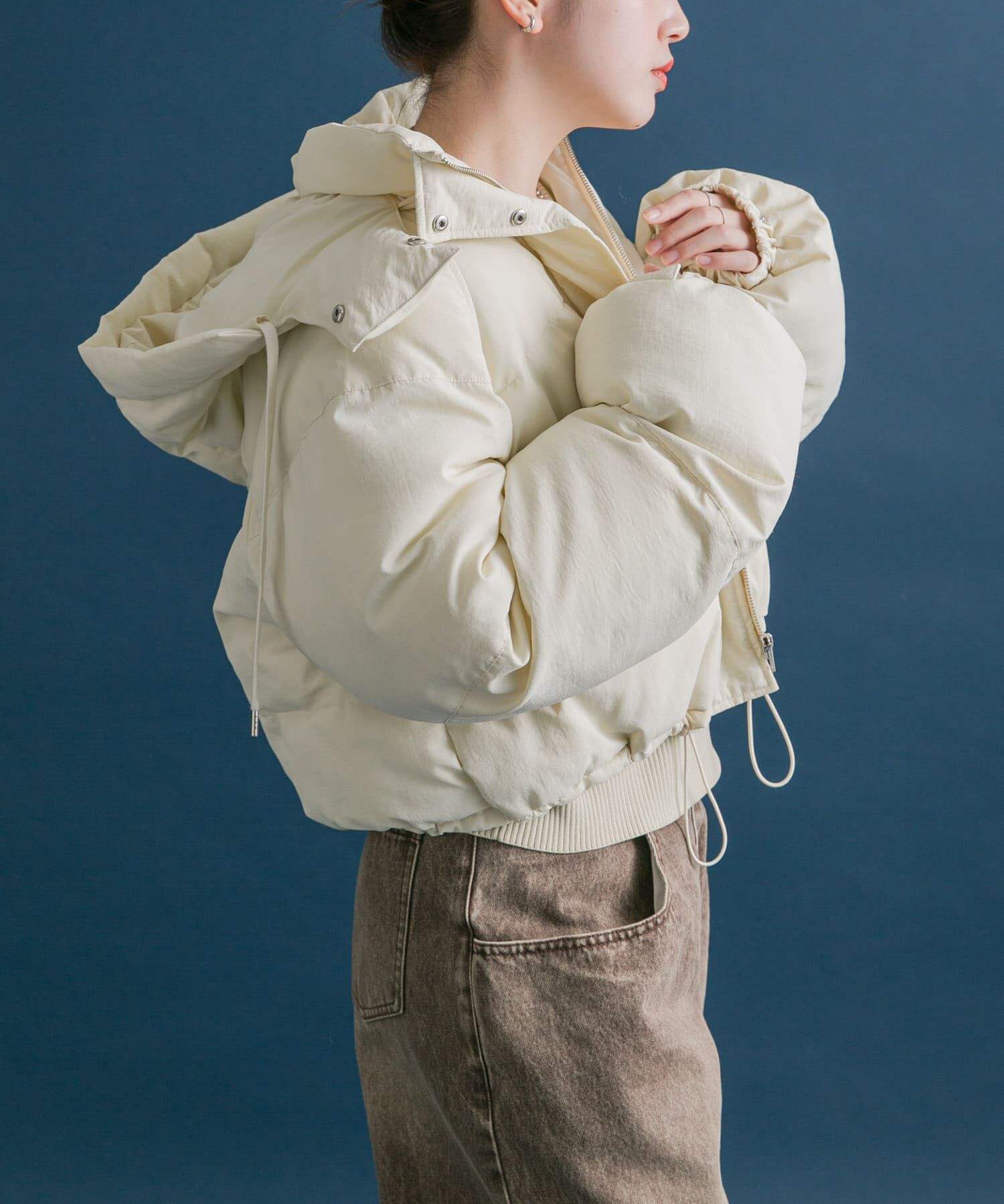  「ショート中綿フードジャケット」|ダウン|
