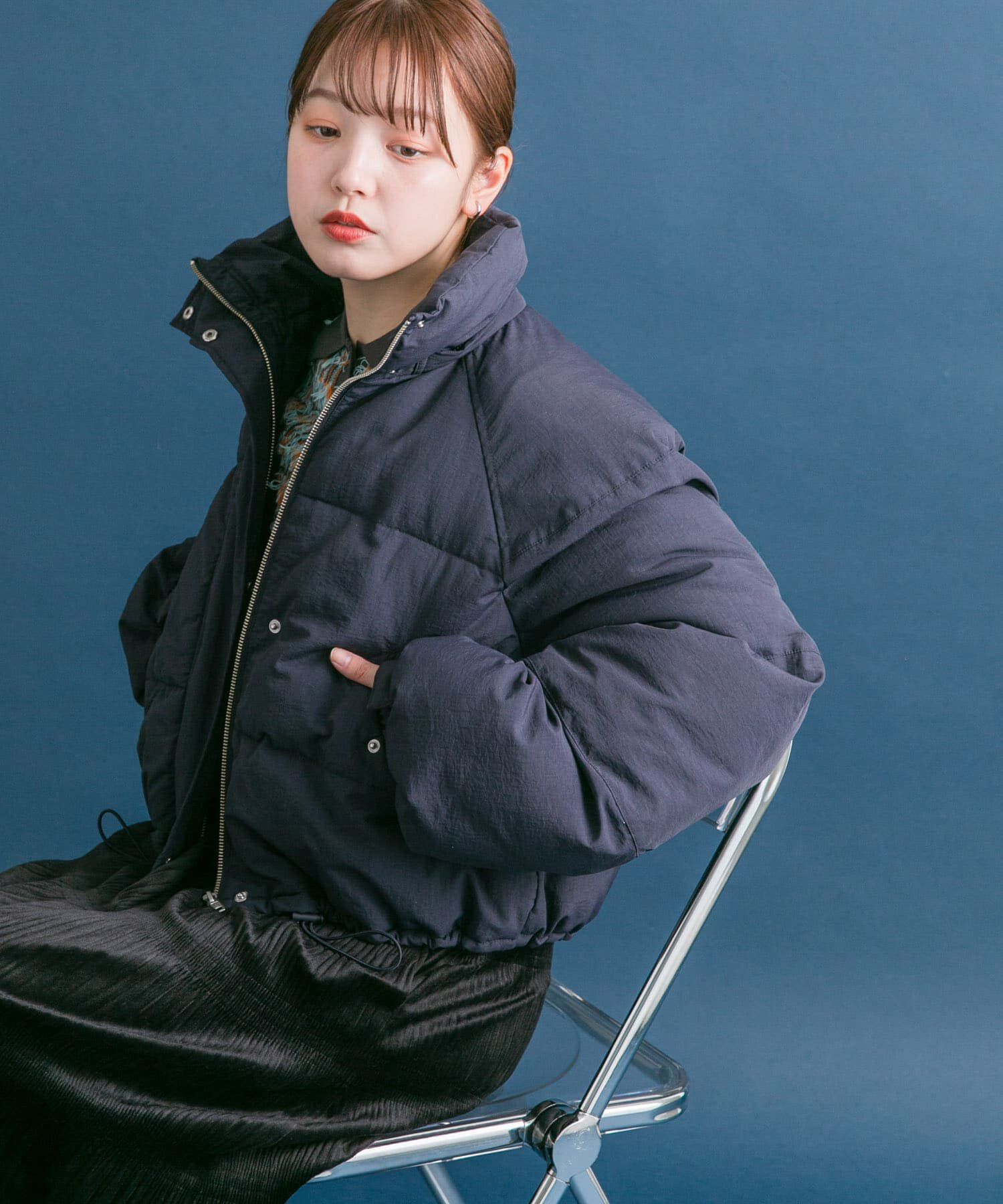  「ショート中綿フードジャケット」|ダウン|