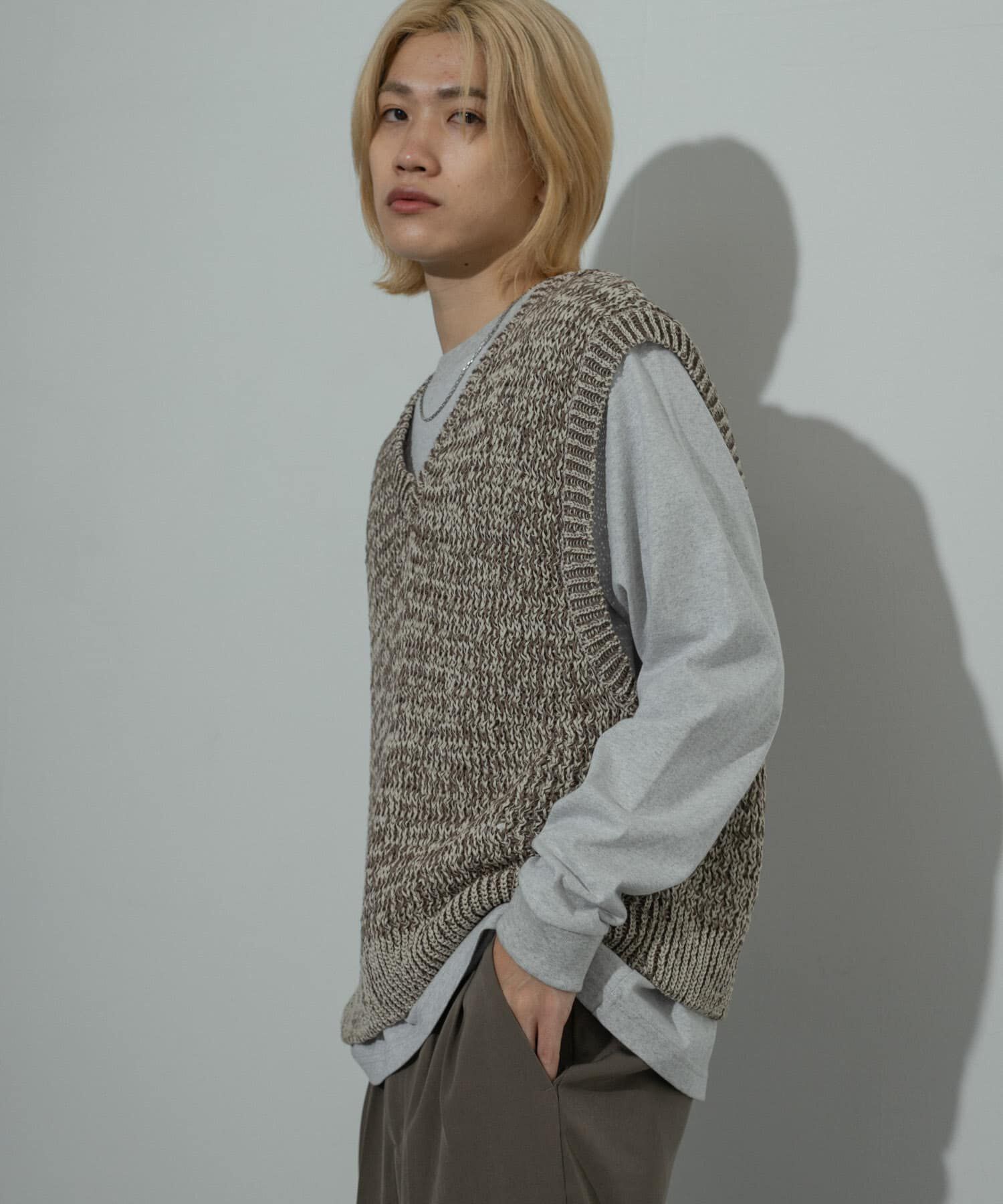 SENSE OF PLACE by URBAN RESEARCH「ミックスヤーンニットベスト」|ニット・セーター|