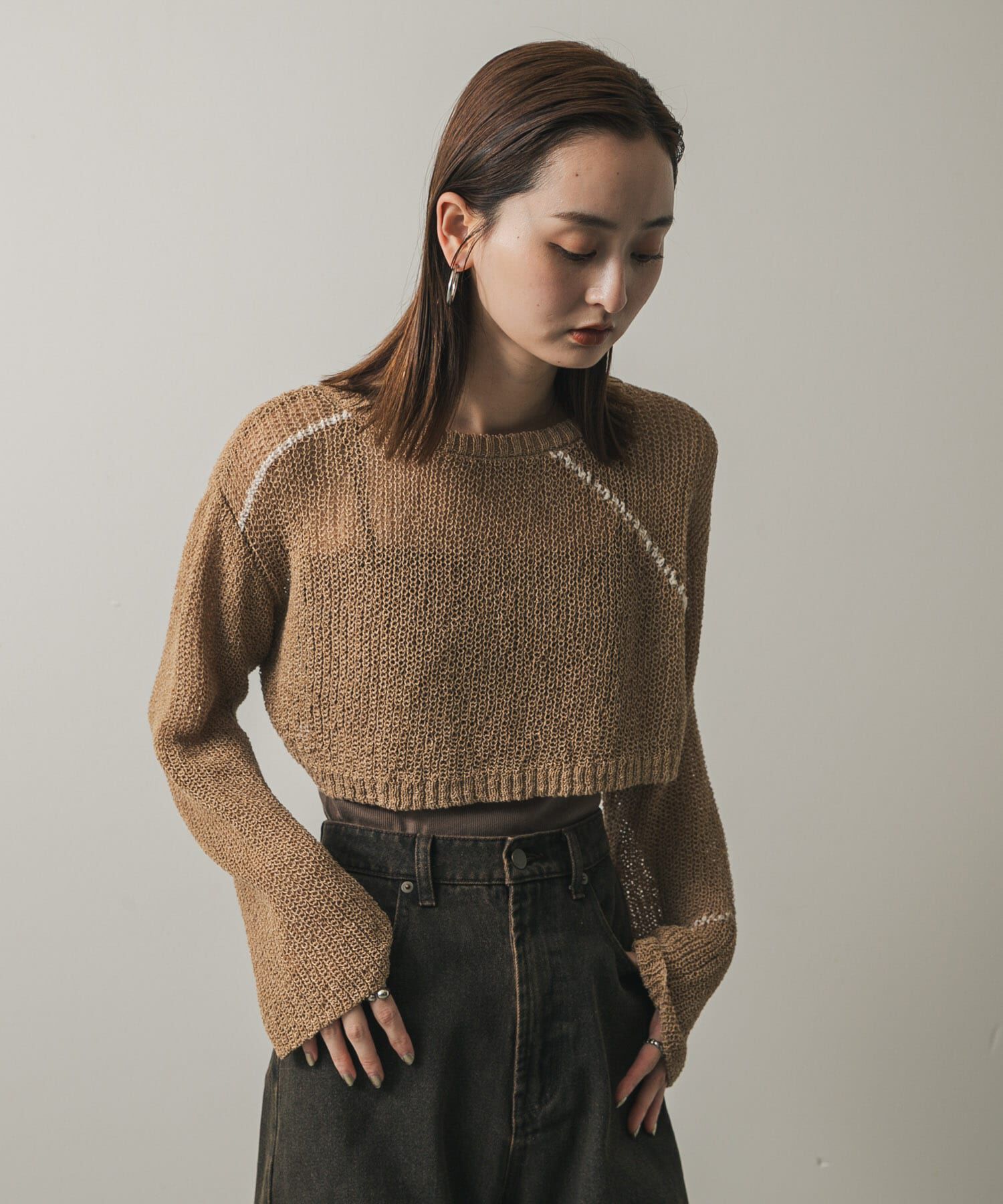 SENSE OF PLACE by URBAN RESEARCH「メッシュクロップドステッチセーター」|ニット・セーター|