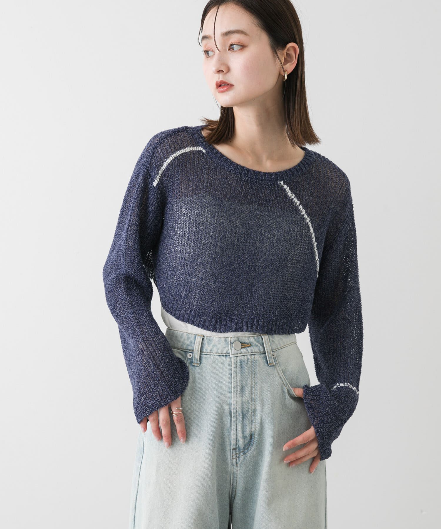 SENSE OF PLACE by URBAN RESEARCH「メッシュクロップドステッチセーター」|ニット・セーター|