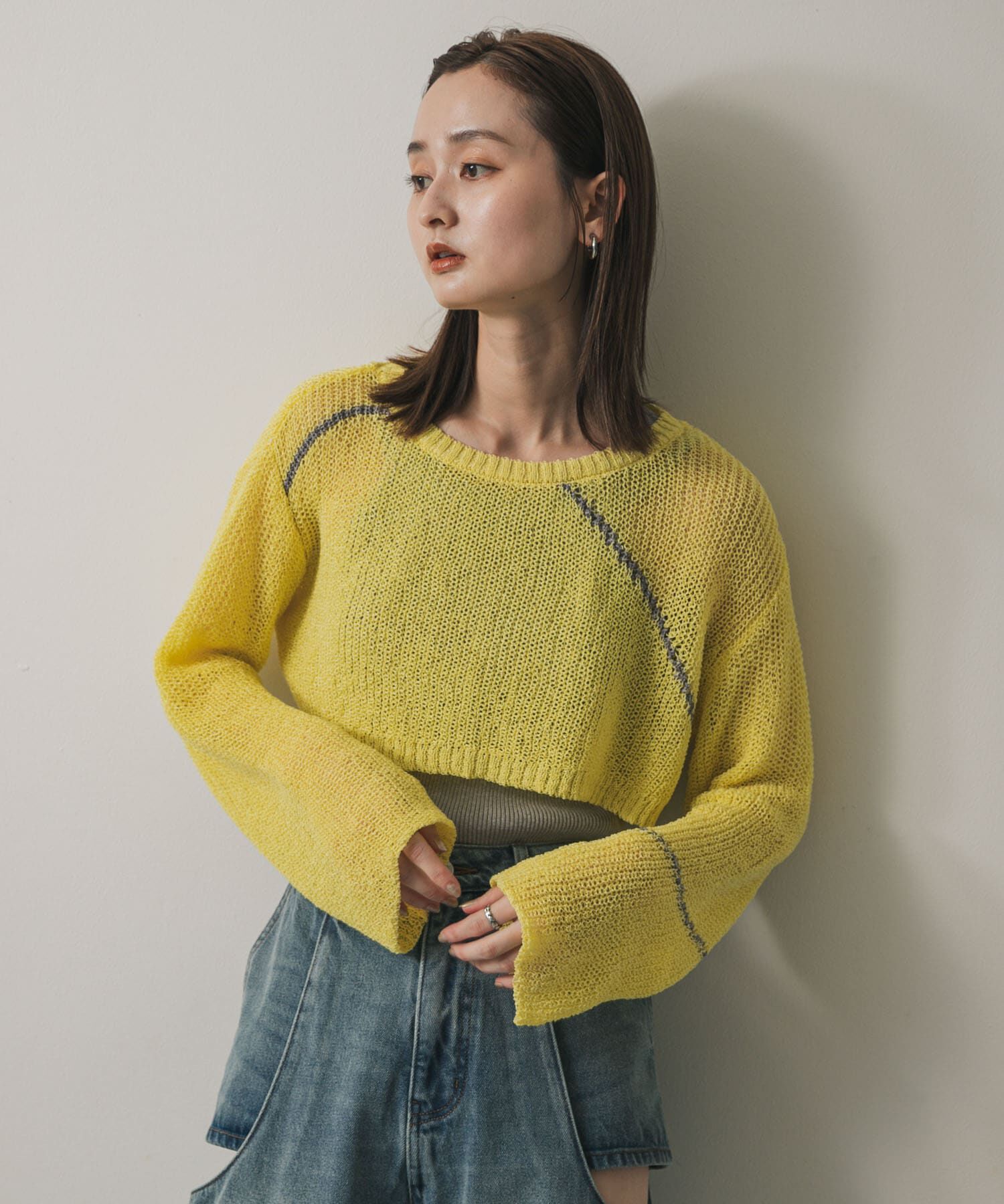 SENSE OF PLACE by URBAN RESEARCH「メッシュクロップドステッチセーター」|ニット・セーター|