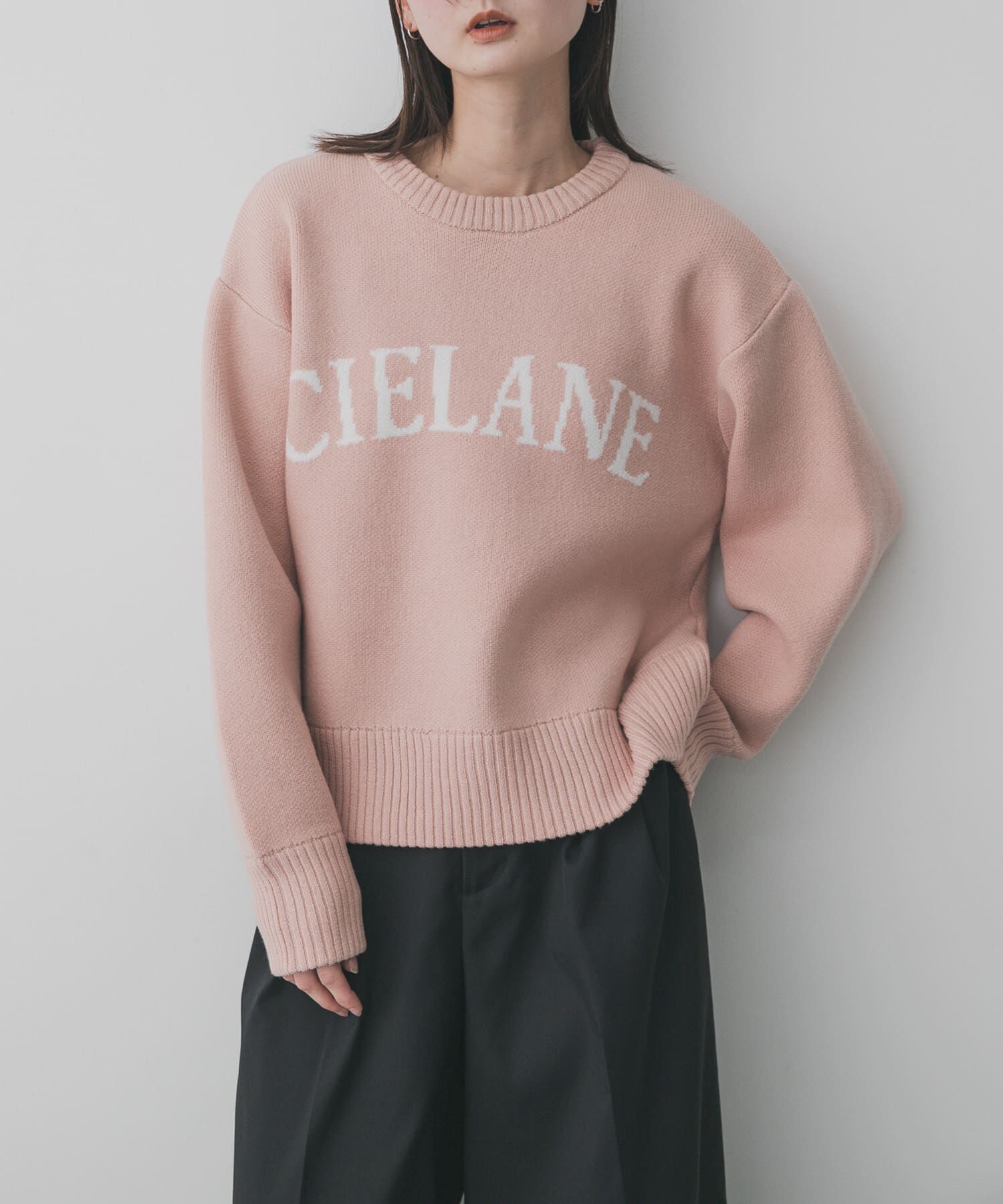 SENSE OF PLACE by URBAN RESEARCH「『洗濯可』ジャガードロゴニット」|ニット・セーター|ピンク