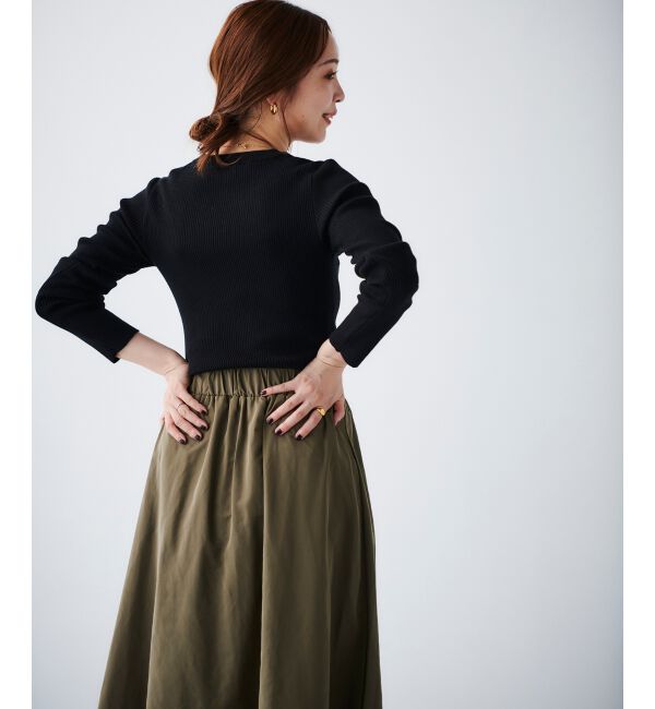 le.coeur blanc「リブニット&times;タフタドッキングワンピース」|ワンピース|