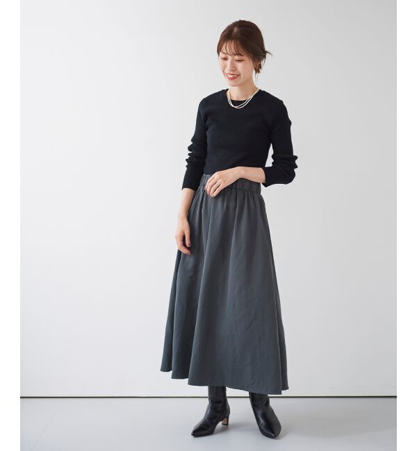 le.coeur blanc「リブニット&times;タフタドッキングワンピース」|ワンピース|