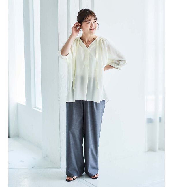 le.coeur blanc「サイドベルトタックワイドパンツ」|その他|