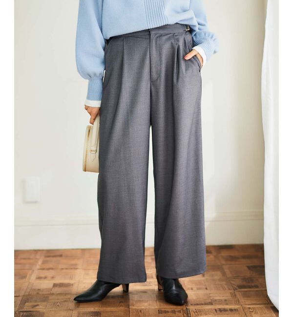 le.coeur blanc「サイドベルトタックワイドパンツ」|その他|