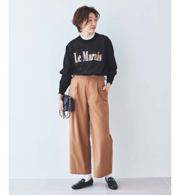 le.coeur blanc「サイドベルトタックワイドパンツ」|その他|