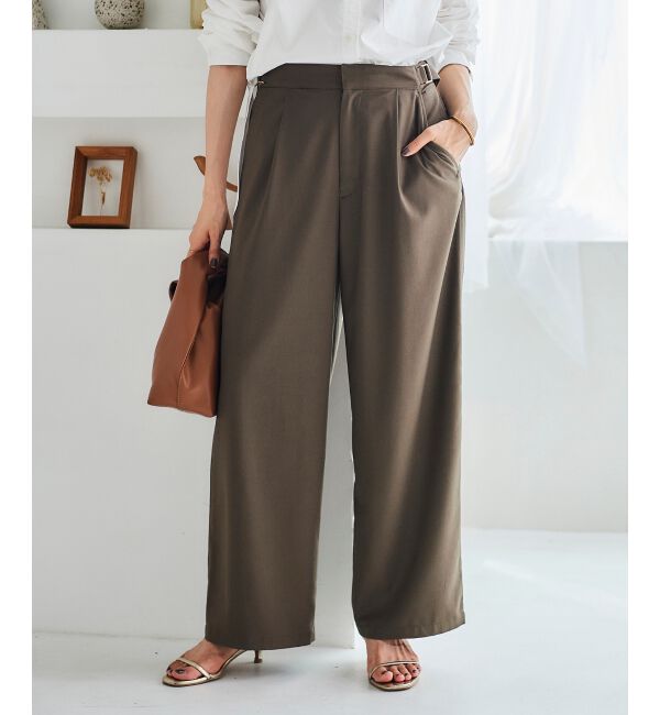 le.coeur blanc「サイドベルトタックワイドパンツ」|その他|