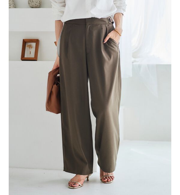 le.coeur blanc「サイドベルトタックワイドパンツ」|その他|