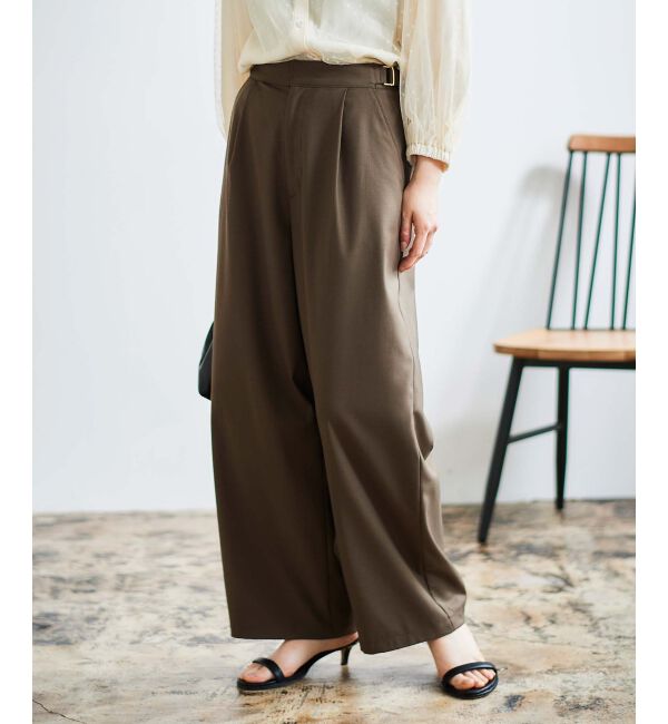 le.coeur blanc「サイドベルトタックワイドパンツ」|その他|