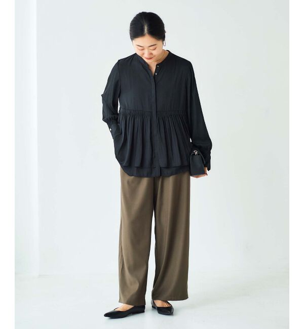 le.coeur blanc「サイドベルトタックワイドパンツ」|その他|