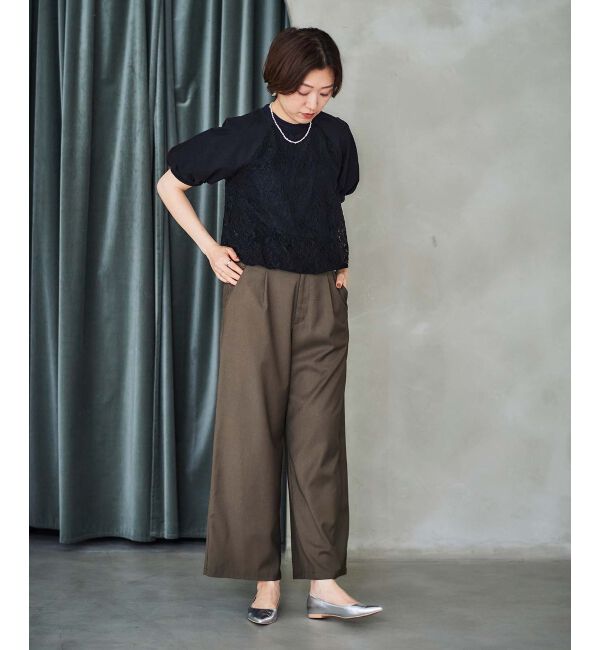 le.coeur blanc「サイドベルトタックワイドパンツ」|その他|