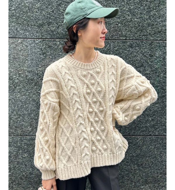 le.coeur blanc「TORRAZZO DONNAケーブル&times;布帛トップス」|ニット・セーター|