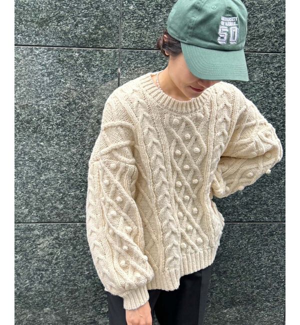 le.coeur blanc「TORRAZZO DONNAケーブル&times;布帛トップス」|ニット・セーター|
