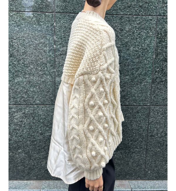 le.coeur blanc「TORRAZZO DONNAケーブル&times;布帛トップス」|ニット・セーター|