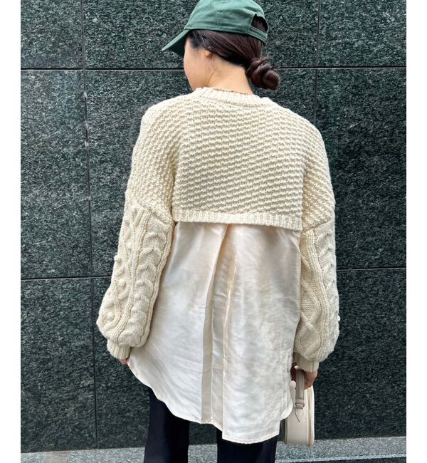 le.coeur blanc「TORRAZZO DONNAケーブル&times;布帛トップス」|ニット・セーター|