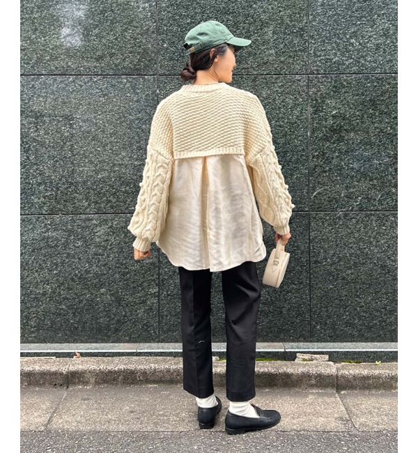 le.coeur blanc「TORRAZZO DONNAケーブル&times;布帛トップス」|ニット・セーター|