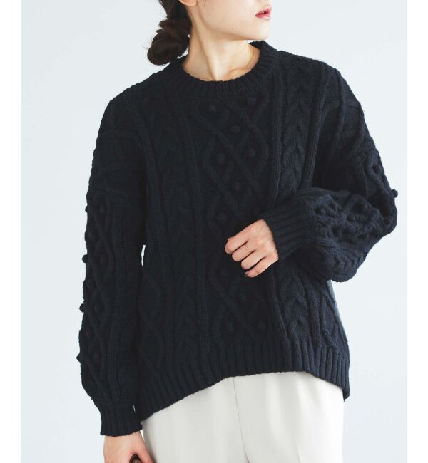 le.coeur blanc「TORRAZZO DONNAケーブル&times;布帛トップス」|ニット・セーター|
