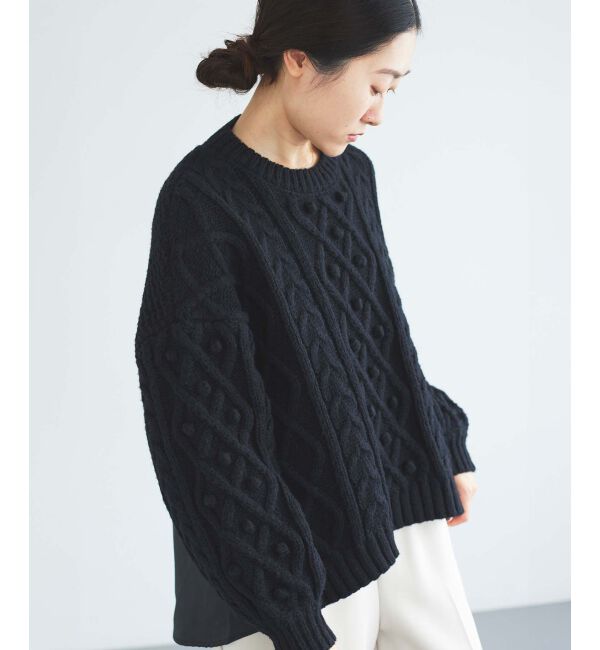 le.coeur blanc「TORRAZZO DONNAケーブル&times;布帛トップス」|ニット・セーター|