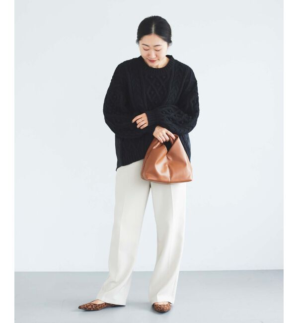le.coeur blanc「TORRAZZO DONNAケーブル&times;布帛トップス」|ニット・セーター|