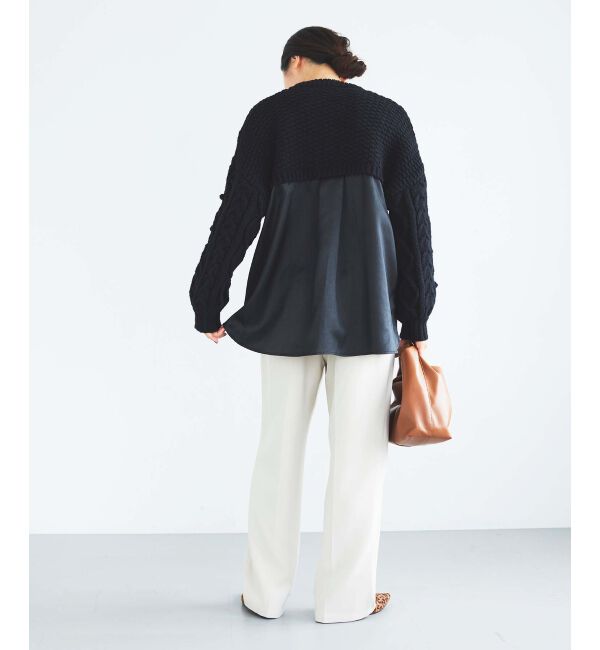 le.coeur blanc「TORRAZZO DONNAケーブル&times;布帛トップス」|ニット・セーター|