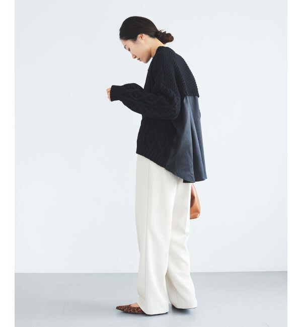 le.coeur blanc「TORRAZZO DONNAケーブル&times;布帛トップス」|ニット・セーター|