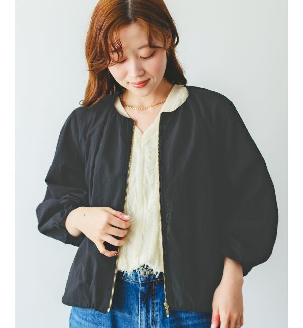  「《手洗い可能》カラミタンブラーランタンスリーブブルゾン」|ブルゾン・スタジャン|