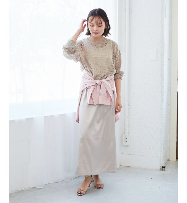  「リネンライクメッシュニットプルオーバー」|ニット・セーター|