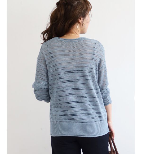  「リネンライクメッシュニットプルオーバー」|ニット・セーター|