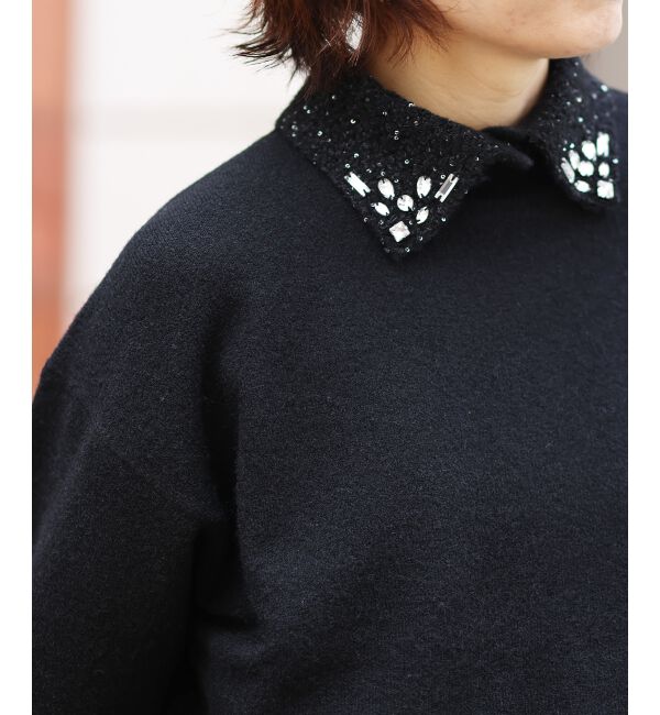  「2wayスパンコール襟ニット」|ニット・セーター|