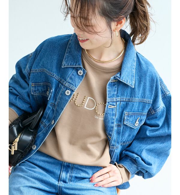  「【吸湿発熱】スタッズロゴカットソー」|Tシャツ・カットソー|