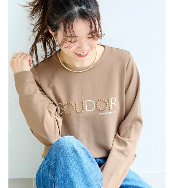  「【吸湿発熱】スタッズロゴカットソー」|Tシャツ・カットソー|キャメル