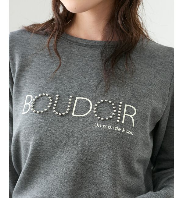  「【吸湿発熱】スタッズロゴカットソー」|Tシャツ・カットソー|グレー