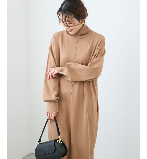  「ウォッシャブルハイネックニットワンピース」|ワンピース|