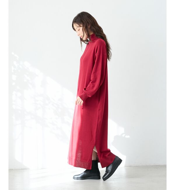  「ウォッシャブルハイネックニットワンピース」|ワンピース|