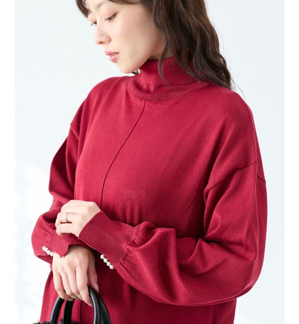  「ウォッシャブルハイネックニットワンピース」|ワンピース|