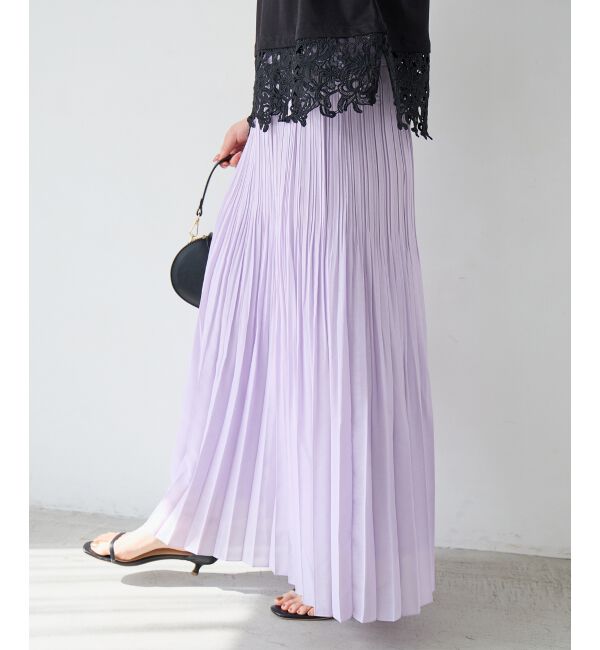  「麻混シアーランダムプリーツスカート」|スカート|パープル