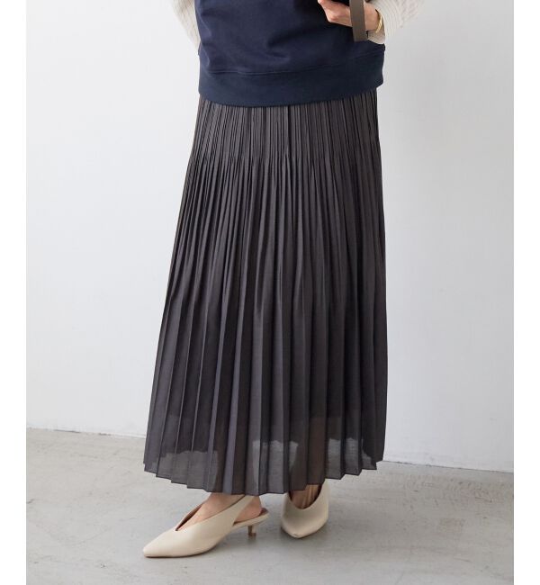  「麻混シアーランダムプリーツスカート」|スカート|Ｃ／グレー