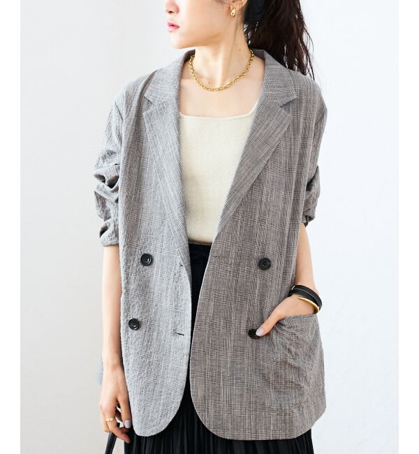  「グレンチェックスラブテーラードジャケット」|その他|