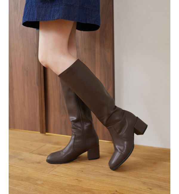  「ZIP美脚ロングブーツ」|ロングブーツ|ブラウン