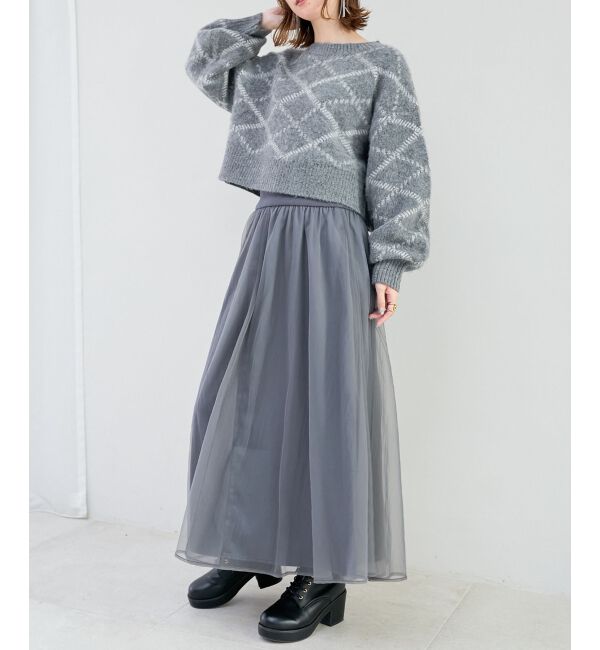 MAJESTICLEGON「チェックショートニット」|ニット・セーター|